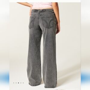 Hollister Dark Grey Back Buckle Baggy Jeans